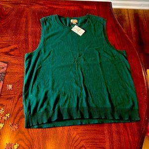NWT J. CREW dark green sleeveless pullover sweater